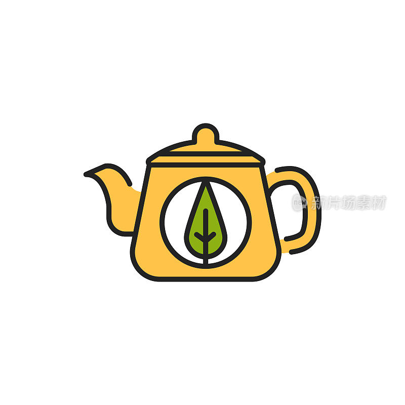 Teapot matcha tea color line icon. Pictogram for web page, mobile app, promo.